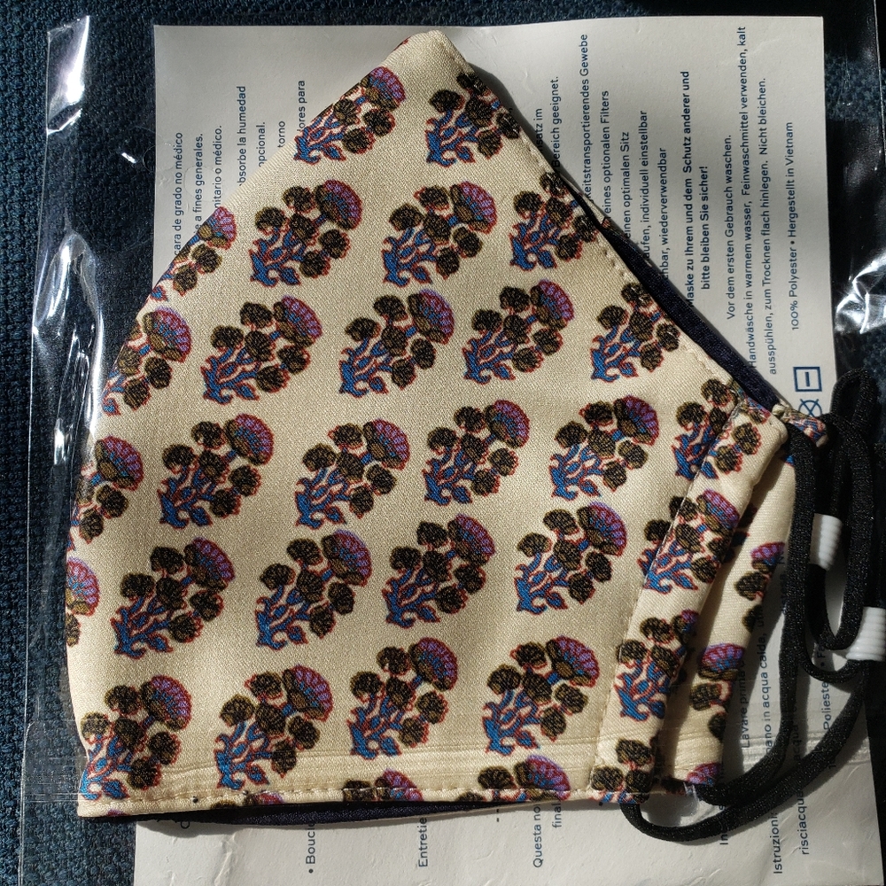 Tory Burch Designer Face Mask Floral Purple Blue Print